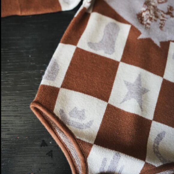 Wild Checkmate Sweater Onesie - Picture 1 of 2